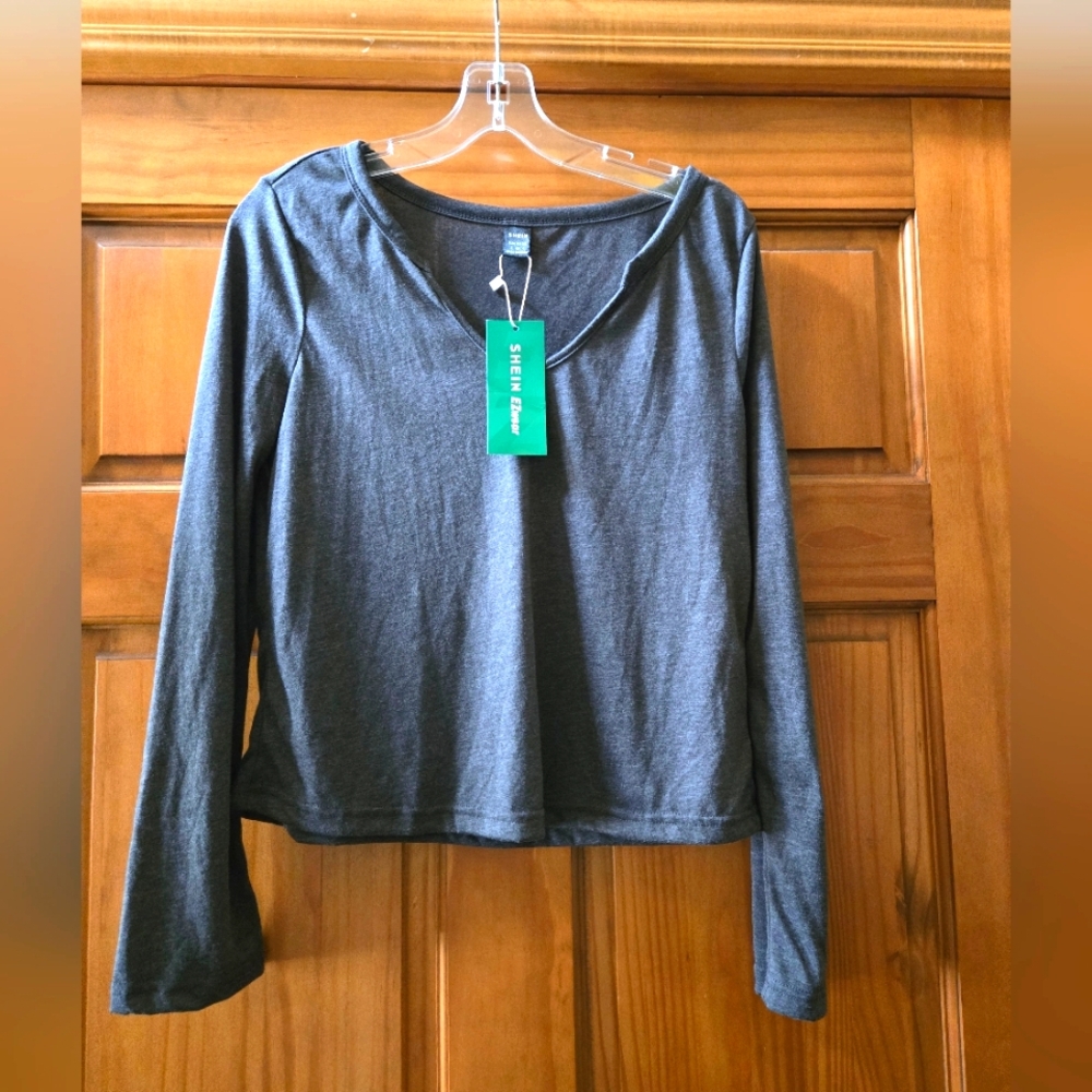 NEW SHEIN  Gray Long Sleeve Shirt Size SM